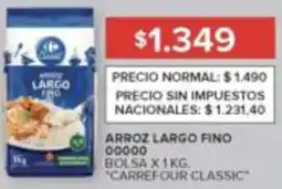 Carrefour Carrefour classic arroz largo fino 00000 bolsa oferta