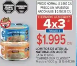 Carrefour Carrefour classic lomitos de atún al natural/en aceite lata oferta