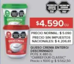Carrefour Carrefour classic queso crema entero/ descremado pote oferta