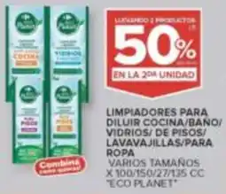 Carrefour Eco planet limpiadores para diluir cocina/baño/ vidrios/de pisos/ lavavajillas/para ropa oferta