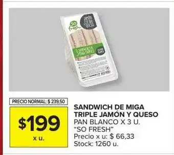 Carrefour Market Sandwich De Miga Triple Jamón Y Queso Pan Blanco So Fresh oferta