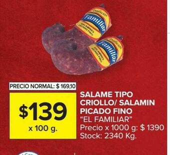 Carrefour Market Salame Tipo Criollo Salamin Picado Fino El Familiar oferta