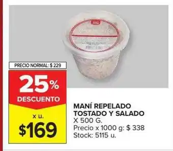 Carrefour Market Mani Repelado Tostado Y Salado 25% Descuento oferta