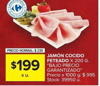 Carrefour Market Jamón Cocido Feteado Bajo Precio Garantizado oferta