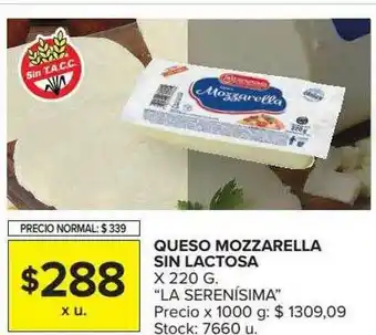 Carrefour Market Queso Mozzarella Sin Lactosa La Serenisima oferta