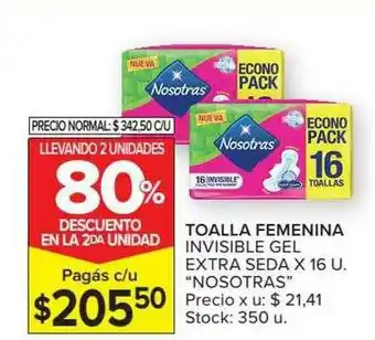 Carrefour Market Toalla Femenina Invisible Gel Extra Seda Nosotras Llevando 2 Unidades 80% Descuento En La 2da Unidad oferta