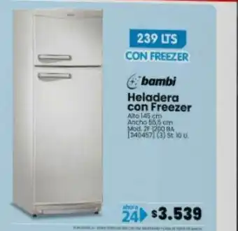 Trabuco Hogar Bambi Heladera Con Freezer 239 Lts oferta