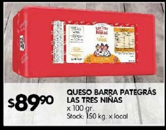 Disco Queso barra pategrás las tres niñas 100g oferta