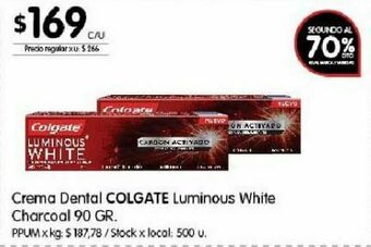 Disco Crema dental colgate luminous white 90g oferta