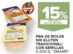 Carrefour Smams pan de molde sin gluten tradicional/ con semillas oferta