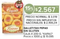 Carrefour Kapac galletitas pepas sin gluten caja oferta