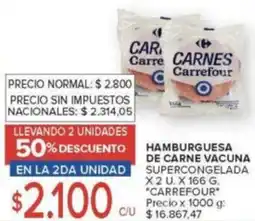 Carrefour Carrefour hamburguesa de carne vacuna supercongelada oferta