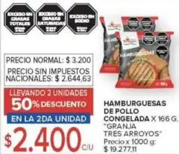 Carrefour Granja tres arroyos hamburguesas de pollo congelada oferta