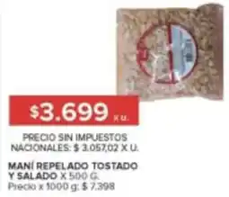 Carrefour Maní repelado tostado y salado oferta