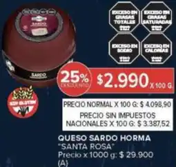 Carrefour Santa rosa queso sardo horma oferta
