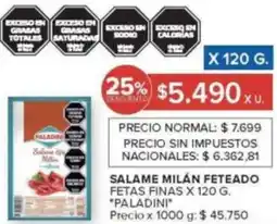 Carrefour Paladiní salame milán feteado fetas finas oferta