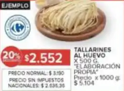 Carrefour Elaboración propia tallarines al huevo oferta