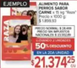 Carrefour Raza alimento para perros sabor carne oferta