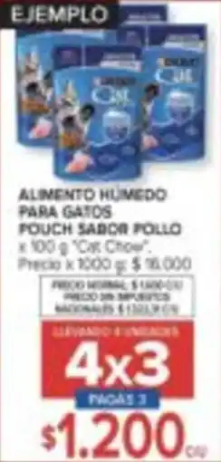 Carrefour Cat chow alimento humedo para gatos pouch sabor pollo oferta