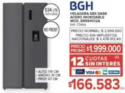 Carrefour Bgh heladera sbs dark acero inoxidable oferta