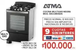 Carrefour Atma cocina multigas negra oferta