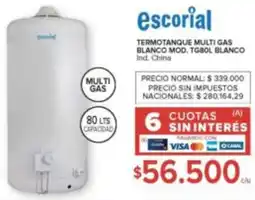 Carrefour Escorial termotanque multi gas blanco oferta