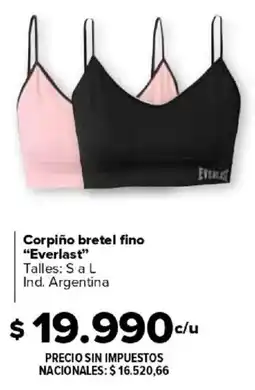 Carrefour Everlast corpiño bretel fino oferta
