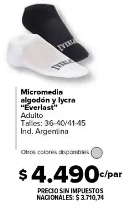 Carrefour Everlast micromedia algodón y lycra adulto oferta