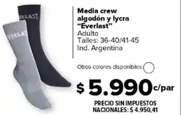 Carrefour Everlast media crew algodón y lycra adulto oferta