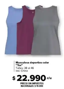 Carrefour Tex musculosa deportiva color oferta