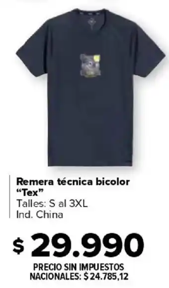 Tex remera técnica bicolor