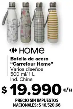 Carrefour Carrefour home botella de acero varios diseños oferta