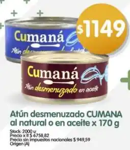 Supermercados Buenos Días Cumana atún desmenuzado al natural o en aceite oferta