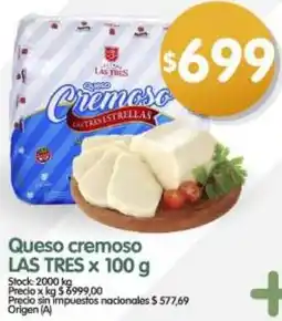 Supermercados Buenos Días Las tres queso cremoso oferta