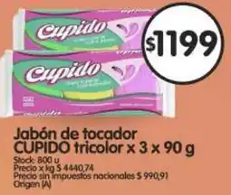Supermercados Buenos Días Cupido jabón de tocador tricolor oferta