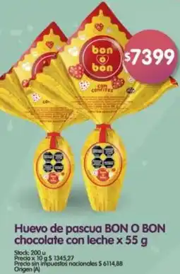 Supermercados Buenos Días Bon o bon huevo de pascua chocolate con leche oferta