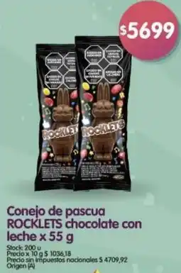 Supermercados Buenos Días Rocklets conejo de pascua chocolate con leche oferta