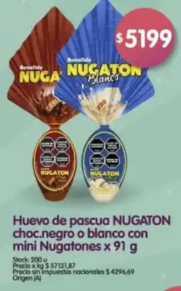 Supermercados Buenos Días Nugaton huevo de pascua choc.negro o blanco con mini nugatones oferta