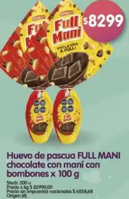 Supermercados Buenos Días Full mani huevo de pascua chocolate con maní con bombones oferta