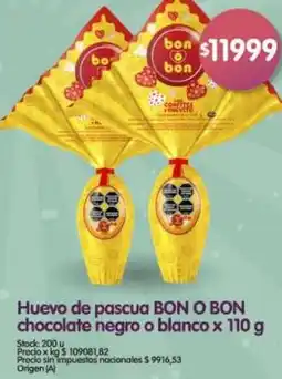 Supermercados Buenos Días Bon o bon huevo de pascua chocolate negro o blanco oferta