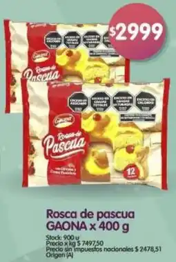 Supermercados Buenos Días Gaona rosca de pascua oferta