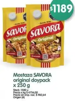 Supermercados Buenos Días Savora mostaza original doypack oferta