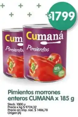 Supermercados Buenos Días Cumana pimientos morrones enteros oferta