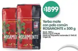 Supermercados Buenos Días Rosamonte yerba mate con palo común oferta