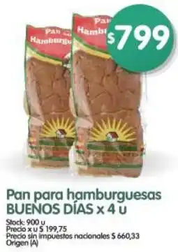 Supermercados Buenos Días Buenos días pan para hamburguesas oferta