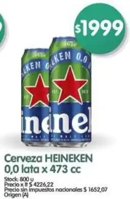 Supermercados Buenos Días Heineken 0,0 cerveza lata oferta