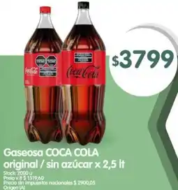 Supermercados Buenos Días Coca cola gaseosa original/sin azúcar oferta