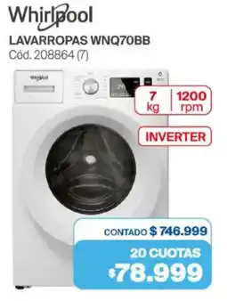 Naldo Lombardi Whirlpool lavarropas WNQ70BB oferta