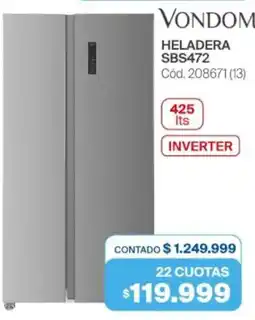 Naldo Lombardi Vondom heladera SBS472 oferta