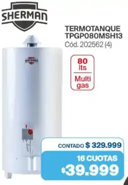 Naldo Lombardi Sherman termotanque TPGP080MSH13 oferta
